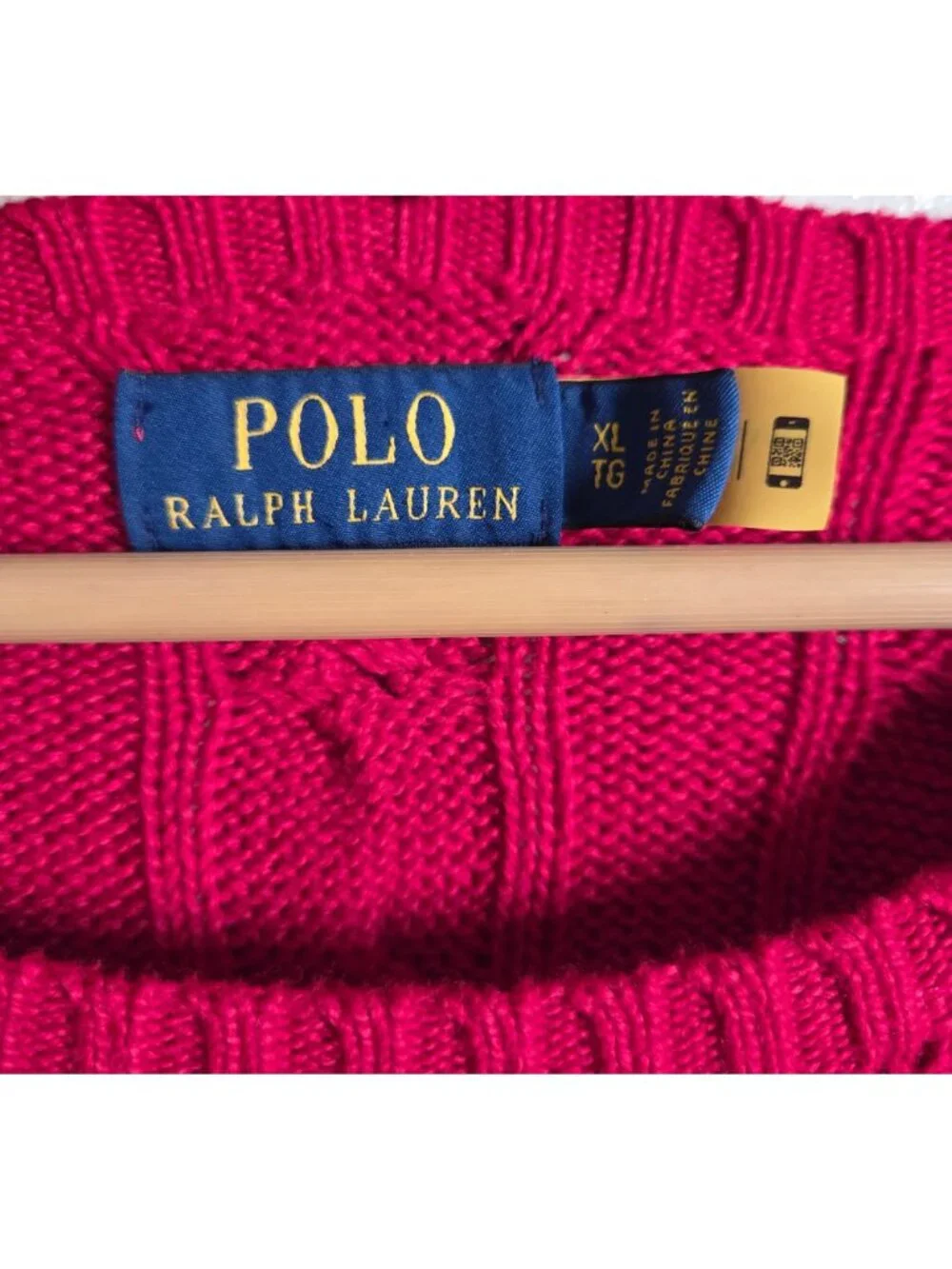 Polo Ralph Lauren Cable Knit Cotton Sweater Pullover Red Men's XL Pony Preppy